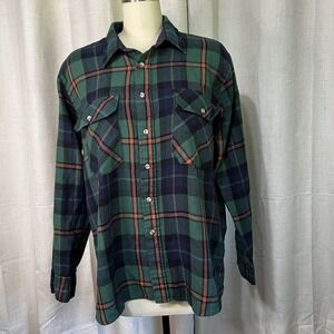 GFC Trading Co. Buffalo Plaid Flannel Shirt Men's XL Green Button Up Long Sleeve